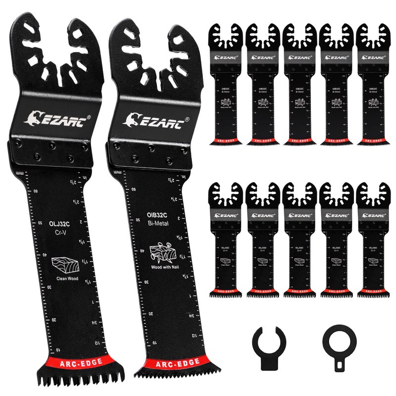 EZARC Oscillating Saw Blades - 10 PCS Extra-Long Reach Arc Edge Multitool with Japanese Teeth  CRV and Bi-Metal Clean Cut for Wood Metal  Universal Quick Release Tool Kits - Image 1